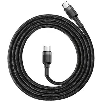 Дата кабель Baseus Cafule PD2.0 60W flash charging USB Type-C 20V 3A 1M Grey+Black (CATKLF-GG1)