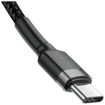 Дата кабель Baseus Cafule PD2.0 60W flash charging USB Type-C 20V 3A 1M Grey+Black (CATKLF-GG1)