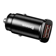 Автомобильное зарядное устройство Baseus USB Car Charger Square Metal Quick Charger 3.0 2xUSB 30W Black (CCALL-DS01)