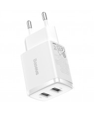Зарядное устройство Baseus Compact 2xUSB 10.5W 2.1A White (CCXJ010202)
