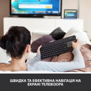 Клавіатура бездротова Logitech K400 Plus Black (920-007145) (UA)