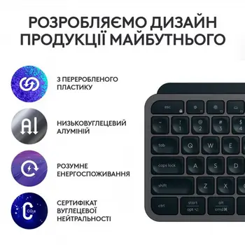 Клавiатура бездротова Logitech MX Keys S Plus Palm Rest Graphite (920-011589) (UA)