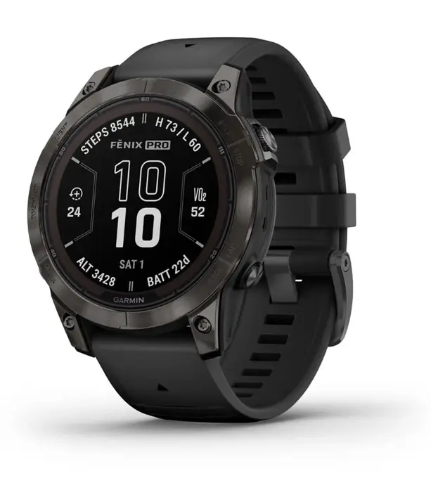 Смарт-годинник Garmin Fenix 7 Pro Sapphire Solar Carbon Gray DLC Titanium with Black Silicone (010-02777-54) (UA)