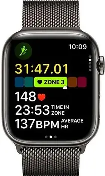 Смарт-годинник Apple Watch Series 9 GPS + Cellular 45mm Graphite S. Steel Case w. Graphite Milanese Loop (MRMX3)