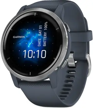 Смарт-годинник Garmin Venu 2 Silver Bezel with Granite Blue Case and Silicone Band (010-02430-10/00)