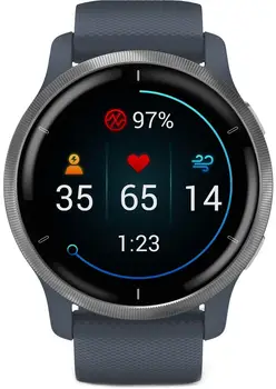 Смарт-годинник Garmin Venu 2 Silver Bezel with Granite Blue Case and Silicone Band (010-02430-10/00)