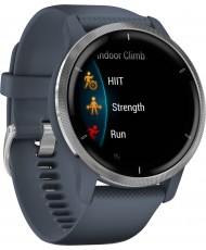 Смарт-годинник Garmin Venu 2 Silver Bezel with Granite Blue Case and Silicone Band (010-02430-10/00)