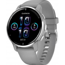 Смарт-часы Garmin Venu 2 Plus Silver S. Steel Bezel w. Powder G. Case and S. Band (010-02496-00/10)