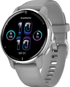 Смарт-годинник Garmin Venu 2 Plus Silver S. Steel Bezel w. Powder G. Case and S. Band (010-02496-00/10)