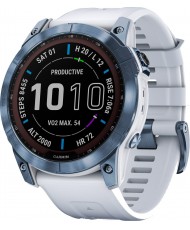 Смарт-часы Garmin Fenix 7X Sapphire Solar M. Blue DLC Titanium w. Whitestone Band (010-02541-14)