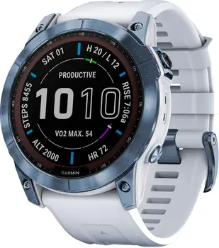 Смарт-годинник Garmin Fenix 7X Sapphire Solar M. Blue DLC Titanium w. Whitestone Band (010-02541-14)