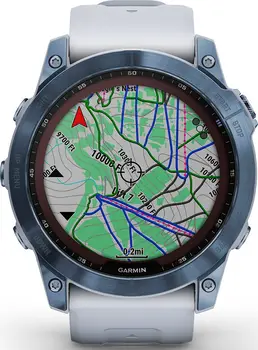 Смарт-годинник Garmin Fenix 7X Sapphire Solar M. Blue DLC Titanium w. Whitestone Band (010-02541-14)