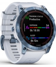 Смарт-годинник Garmin Fenix 7X Sapphire Solar M. Blue DLC Titanium w. Whitestone Band (010-02541-14)