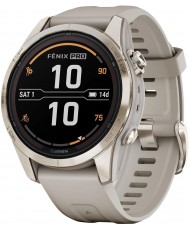 Смарт-годинник Garmin Fenix 7S Pro Sapphire Solar Soft Gold w. Light Sand Band (010-02776-14/15)