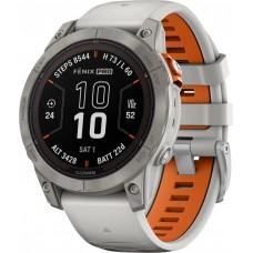 Смарт-часы Garmin Fenix 7 Pro Sapphire Solar Titanium w. Fog Gray/Ember O. Band (010-02777-20/21)