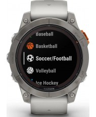 Смарт-часы Garmin Fenix 7 Pro Sapphire Solar Titanium w. Fog Gray/Ember O. Band (010-02777-20/21)