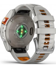 Смарт-годинник Garmin Fenix 7 Pro Sapphire Solar Titanium w. Fog Gray/Ember O. Band (010-02777-20/21)