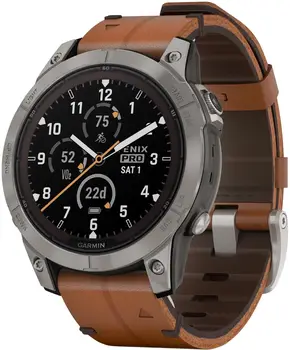 Смарт-годинник Garmin Fenix 7 Pro Sapphire Solar Titanium with Chestnut L. Band (010-02777-30)