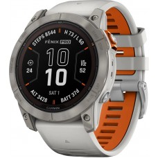 Смарт-часы Garmin Fenix 7X Pro Sapphire Solar Titanium w. Fog Gray/Ember O. Band (010-02778-14/15)