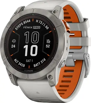 Смарт-годинник Garmin Fenix 7X Pro Sapphire Solar Titanium w. Fog Gray/Ember O. Band (010-02778-14/15)