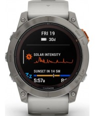 Смарт-часы Garmin Fenix 7X Pro Sapphire Solar Titanium w. Fog Gray/Ember O. Band (010-02778-14/15)