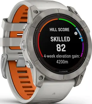 Смарт-годинник Garmin Fenix 7X Pro Sapphire Solar Titanium w. Fog Gray/Ember O. Band (010-02778-14/15)