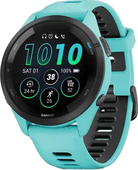 Смарт-годинник Garmin Forerunner 265 Black Bezel w. Aqua Case and Aqua/Black Silicone Band (010-02810-02/12)