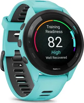 Смарт-годинник Garmin Forerunner 265 Black Bezel w. Aqua Case and Aqua/Black Silicone Band (010-02810-02/12)