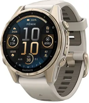 Смарт-годинник Garmin Fenix 8 43mm AMOLED Sapphire Soft Gold w. Fog Gray/Dark Sandstone S. Band (010-02903-10/11)