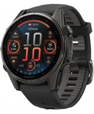 Смарт-годинник Garmin Fenix 8 43mm AMOLED Sapphire Carbon Gray DLC Tit. w. Black/Pebble Gray S. Band (010-02903-20/21)