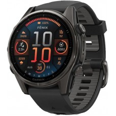 Смарт-годинник Garmin Fenix 8 43mm AMOLED Sapphire Carbon Gray DLC Tit. w. Black/Pebble Gray S. Band (010-02903-20/21)