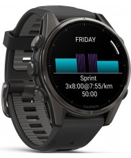 Смарт-часы Garmin Fenix 8 43mm AMOLED Sapphire Carbon Gray DLC Tit. w. Black/Pebble Gray S. Band (010-02903-20/21)