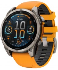 Смарт-годинник Garmin Fenix 8 47mm AMOLED Sapphire Titanium w. Spark Orange/Graphite Silicone Band (010-02904-10/11)