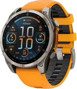 Смарт-годинник Garmin Fenix 8 51mm AMOLED Sapphire Titanium w. Spark Orange/Graphite Silicone Band (010-02905-10/11)