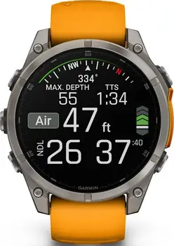Смарт-годинник Garmin Fenix 8 51mm AMOLED Sapphire Titanium w. Spark Orange/Graphite Silicone Band (010-02905-10/11)