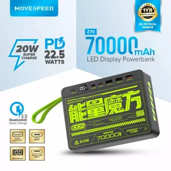 Зовнішній акумулятор (повербанк) Movespeed Z70 70000 mAh (Z70-22K)