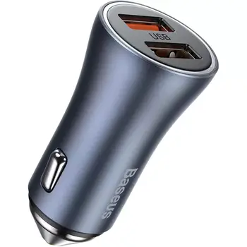 Зарядний пристрій Baseus Golden Contactor Pro USB-A/USB-A Dark Gray (CCJD-A0G)