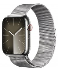 Смарт-годинник Apple Watch Series 9 GPS + Cellular 41mm Silver S. Steel Case w. Silver Milanese Loop (MRJ43)