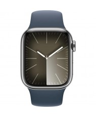 Смарт-годинник Apple Watch Series 9 GPS + Cellular 41mm Silver S. Steel Case w. Storm Blue Sport Band - M/L (MRJ33)