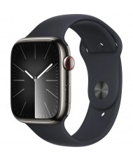 Смарт-годинник Apple Watch Series 9 GPS + Cellular 45mm Graphite S. Steel Case w. Midnight Sport Band - S/M (MRMV3)