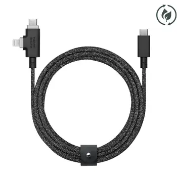 Кабель Native Union Belt Cable Duo Pro 240W USB-C to USB-C & Lightning 2.4 m Cosmos Black (BELT-PROCCL-COS-NP)
