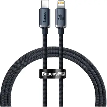 Зарядный кабель Baseus Crystal Shine Series Cable USB-C to Lightning 20W 1.2m Black (CAJY000201)