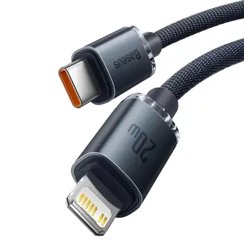 Зарядный кабель Baseus Crystal Shine Series Cable USB-C to Lightning 20W 1.2m Black (CAJY000201)