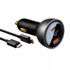 Зарядний пристрій Baseus Digital Display Car charger USB-A/USB-C PD3.1 140W+Type-C to Type-C cable Superior 5A 240W 1m (CGZX070001)
