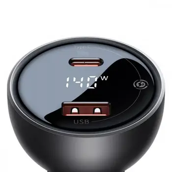 Зарядний пристрій Baseus Digital Display Car charger USB-A/USB-C PD3.1 140W+Type-C to Type-C cable Superior 5A 240W 1m (CGZX070001)