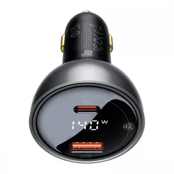 Зарядний пристрій Baseus Digital Display Car charger USB-A/USB-C PD3.1 140W+Type-C to Type-C cable Superior 5A 240W 1m (CGZX070001)