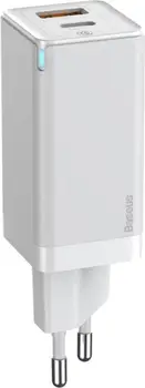 Мережевий зарядний пристрій Baseus GaN2 Lite Quick Charger C+U 65W EU White (CCGAN2L-B02)