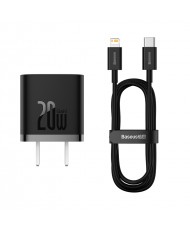Зарядное устройство Baseus GaN5 Fast Charger USBC 20W CN + Superior Cable Type-C to Lightning PD 20W 1m Set (Mini) Black (CCGN040101)