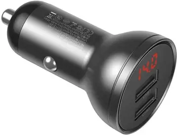 Автомобільний зарядний пристрій Baseus Digital Display Dual USB 24W Gray (CCBX-0G)