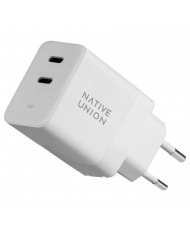 Сетевое зарядное устройство Native Union Fast GaN Charger PD 35W Dual USB-C Port White (FAST-PD35-WHT-EU)